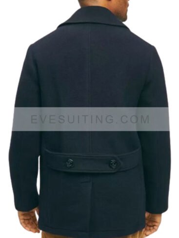 Stylish Men's Navy Blue Wool Peacoat