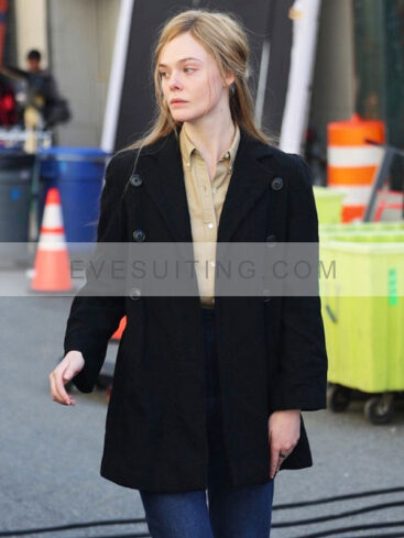 Sylvie Russo Movie A Complete Unknown Elle Fanning Black Wool Coat