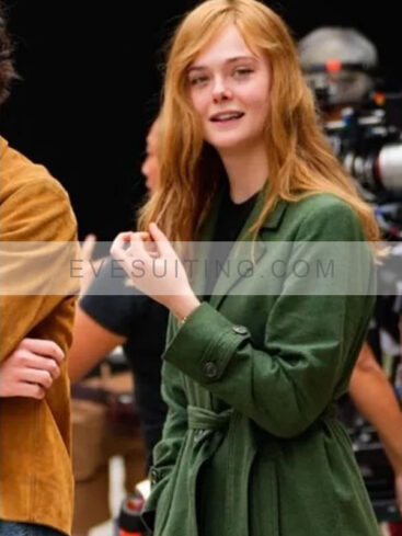 Sylvie Russo Movie A Complete Unknown Elle Fanning  Green Trench Coat