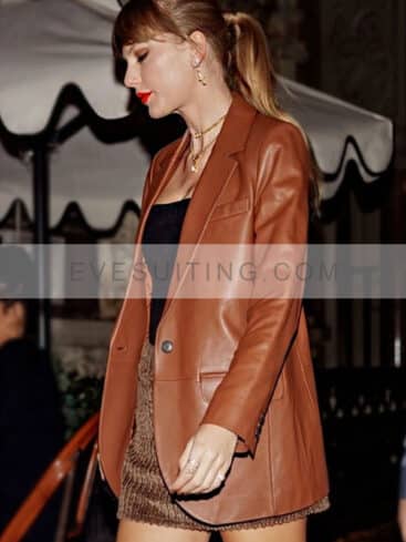 Taylor Swift NYC Brown Leather Blazer