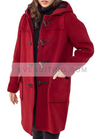 Woman's Classic Fit Burgundy Duffle Coat