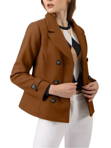 Women’s Brown Wool Peacoat