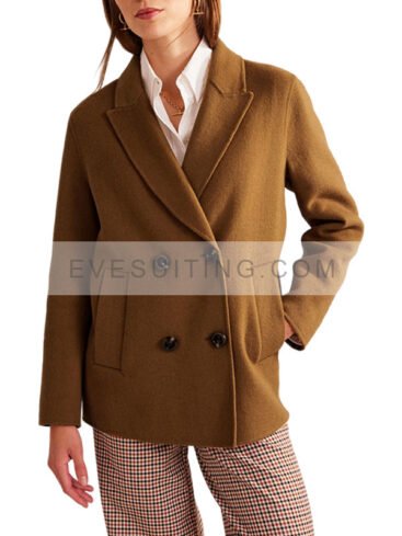 Women's Camel Brown Wool Peacoat