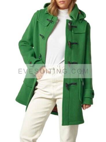 Women's Classic Fit Green Duffle Coat