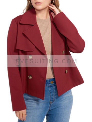 Women's Double Breasted Cropped Wool Peacoat