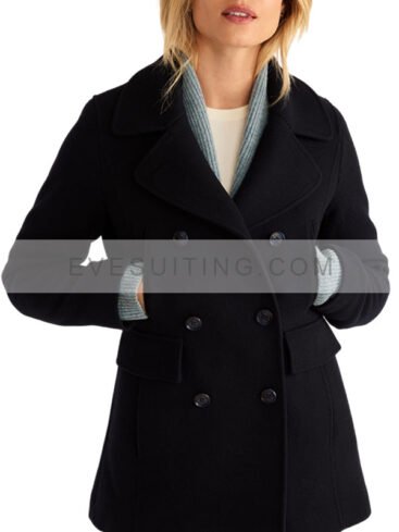 Women's Navy Blue Wool Peacoat