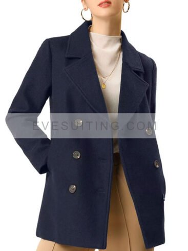 Women's Navy Blue Wool Peacoat