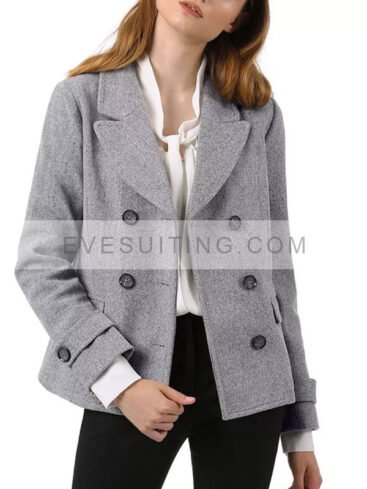 Women's Notch Lapel Gray Peacoat