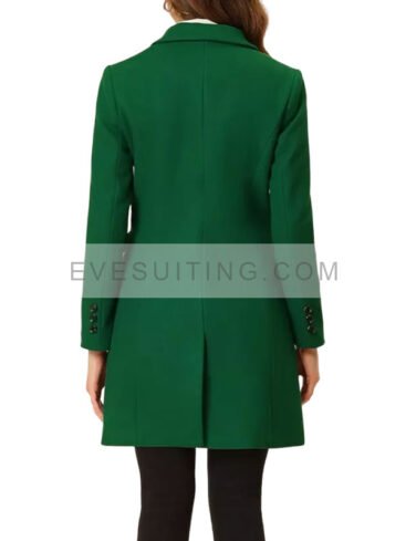 Women's Notch Lepal Green Wool Trench Coat