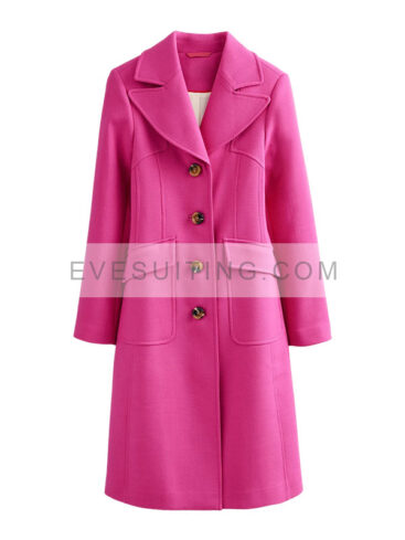 Women's Pink Fitted Wool Trench Coat