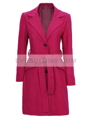 Women's Pink Wool Wrap Coat