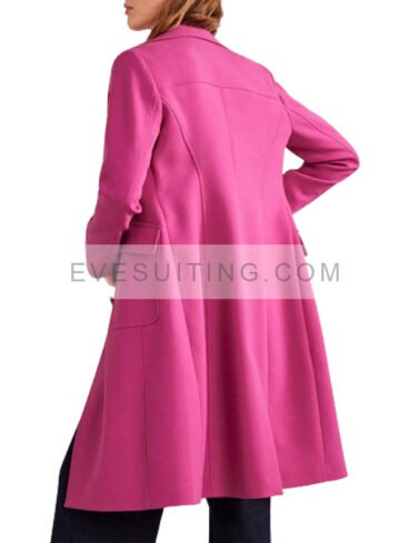 Women's Wide Lepal Pink Fitted Coat 