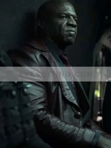 Lovedahl The Killer’s Game 2024 Terry Crews Brown Leather Trench Coat