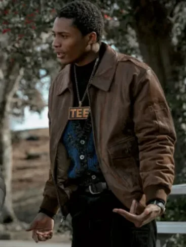 Da’Vinchi TV Series Black Mafia Family BMF Terry Tan Brown Bomber Jacket