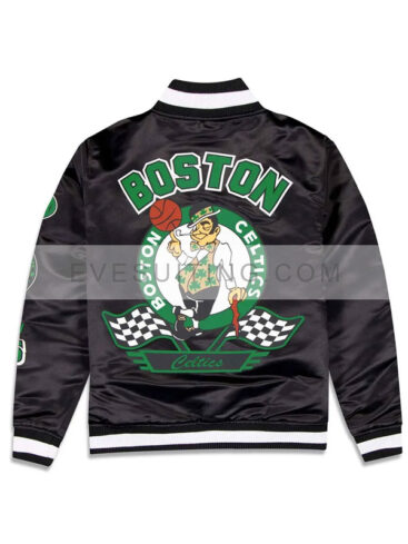 Boston Celtics 2024 Rally Drive Black Satin Bomber Jacket