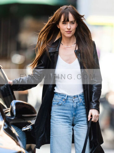 Dakota Johnson Materialists 2024 Leather Coat