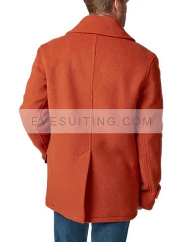 Double Breasted Orange Wool Peacoat