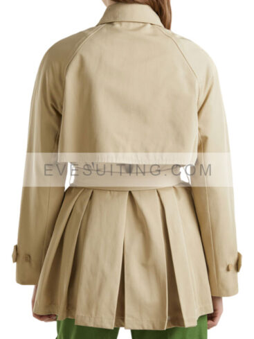 Double Breasted Short Trench Cotton Coat For Women's