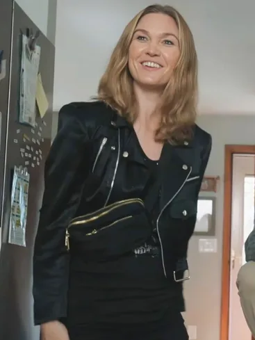 Julia Stiles Chosen Family 2024 Black Biker Jacket