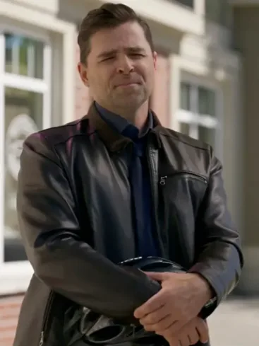 Kavan Smith Nelly Knows Mysteries A Fatal Engagement 2024 Michael Hogan Brown Leather Jacket