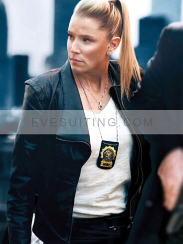 Kristen Renton Movie First Shift 2024 Angela Black Leather Jacket