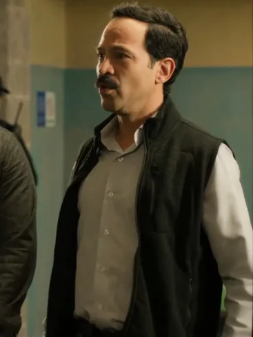 Mauricio Isaac TV Series The Accident 2024 Plutarco Santos Black Vest