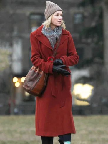 Naomi Watts Movie The Friend 2024 Iris Red Wool Trench Coat