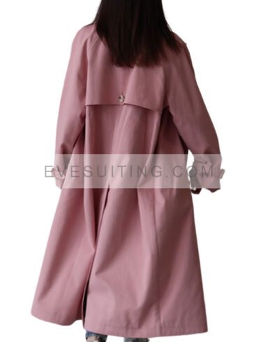 Oversized Pink Trench Cotton Coat For Women's