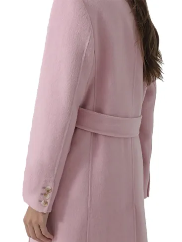 Pink Wool Peek Lapel Polo Coat