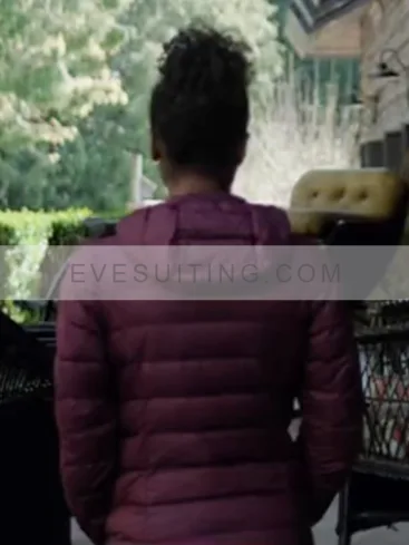 Vanessa Movie Parallel 2024 Danielle Deadwyler Purple Puffer Hooded Jacket