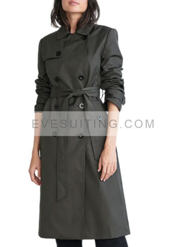 Women's Double Breasted Grey Trench Cotton Coat