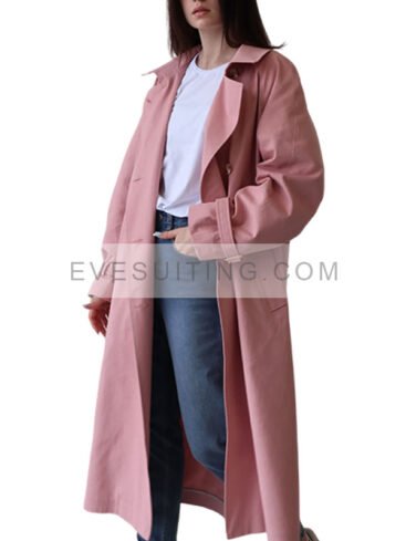 Women's Pink Trench Oversized Cotton Coat