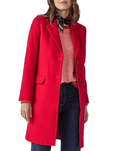 Women's Red Wool Car Coat