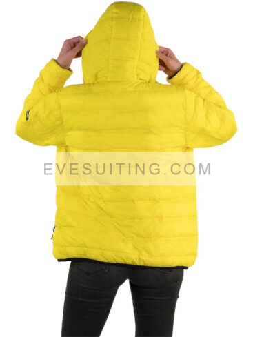 Women's Yellow Puffer Jacket With Hood