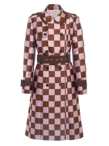 Emily Cooper Emily In Paris S04 Lily Collins Checkered Printed Trench Coat