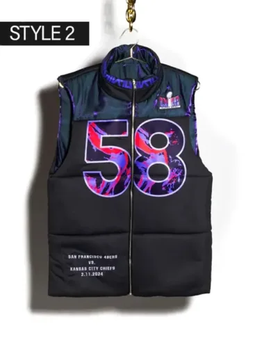 NFL Super Bowl LVIII Kristin Juszczyk Black Puffer Vest