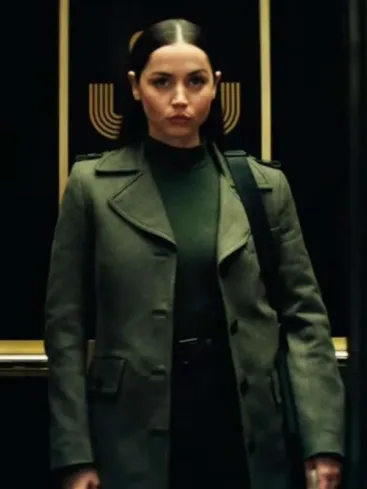 Ana de Armas Ballerina 2025 Green Coat