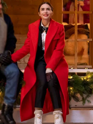 Emily In Paris Season 4 Lily Collins Red Wool Coat