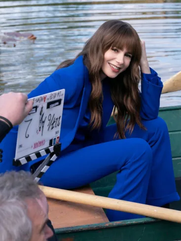 Lily Collins Emily In Paris S04 Emily Cooper Blue Suit