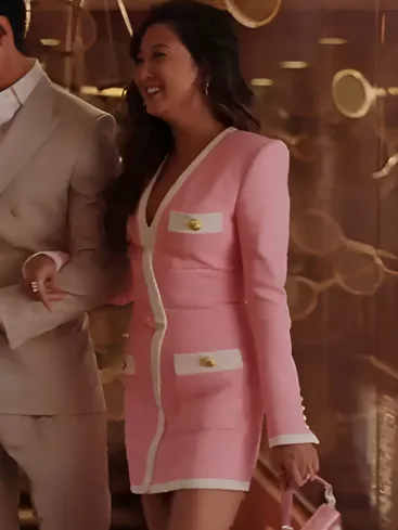 Mindy Chen Emily In Paris S04 Ashley Park Pink Dress Coat