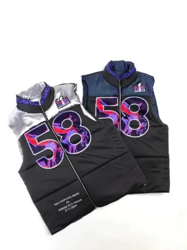 NFL Super Bowl LVIII Black Puffer Vest