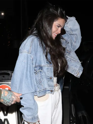 Selena Gomez Blue Oversized Jean Jacket