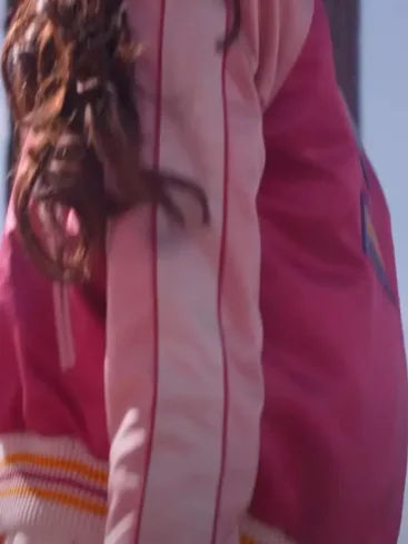 Sue Movie The Substance 2024 Margaret Qualley Pink Varsity Jacket