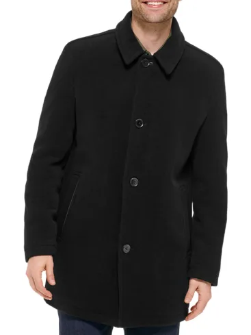 Black Wool Car Coat Men