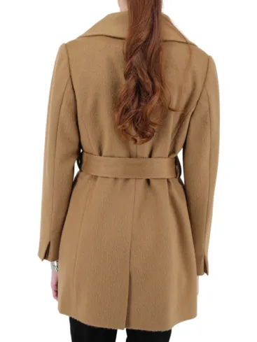 Camel Wool Wrap Coat For Women's 