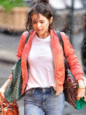 Chan Tyrell A Rainy Day In New York Selena Gomez Red Bomber Jacket