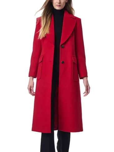 Classic Red Wool Trench Coat For Women