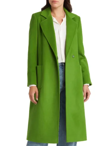 Clover Green Wool Wrap Coat For Women's 