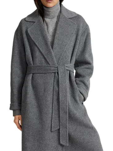 Grey Wool Wrap Coat