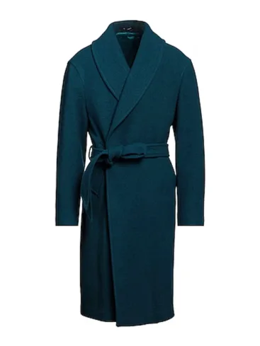 Men's Blue Shawl Wrap Coat